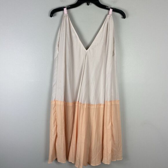 Tome Mini Dress Small Colorblock Pleated V-Neck Sleeveless Balletcore DAMAGE - Picture 9 of 10
